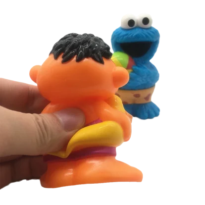 Original Sesame Figure Soft Doll Hollow Bath Toy For Baby Bath Gifts 3 Pc/Set image