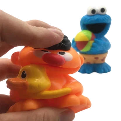 Original Sesame Figure Soft Doll Hollow Bath Toy For Baby Bath Gifts 3 Pc/Set image