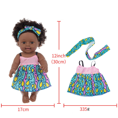 12 inch reborn doll African black doll simulation comfort doll girl toy 12 inch reborn doll African black doll simulation comfort doll girl toy